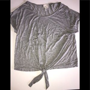 Free loader gray Knit knot tie front top shirt s